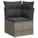 vidaXL Ensemble de canapés de jardin de 11 pièces avec coussins gris en poly rotin