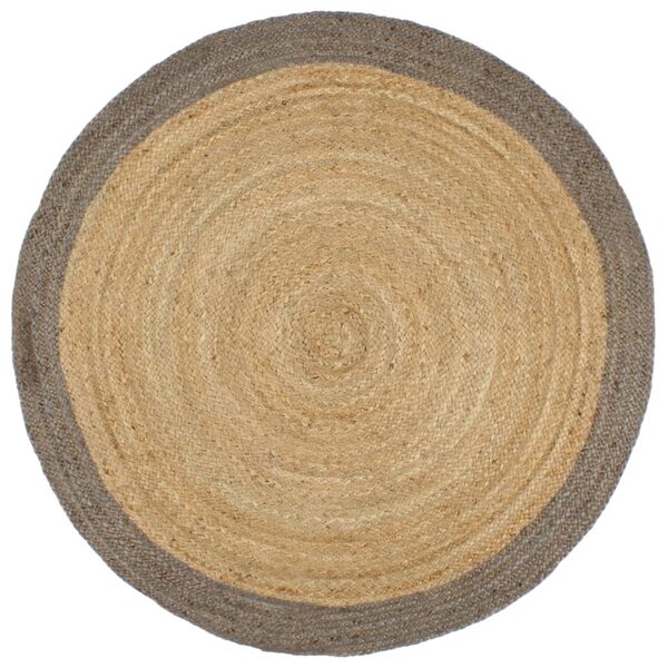 vidaXL Tapis fait à la main Jute avec bord gris 240 cm