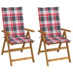 vidaXL Chaises inclinables de jardin 2 Pièces avec coussins Bois d'acacia