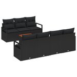 Ensemble de canapés de jardin 8 pièces vidaXL avec coussins en poly rattan noir acacia