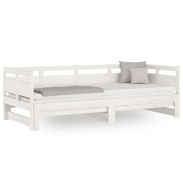 vidaXL Lit coulissant blanc bois de pin massif 2x(90x200) cm