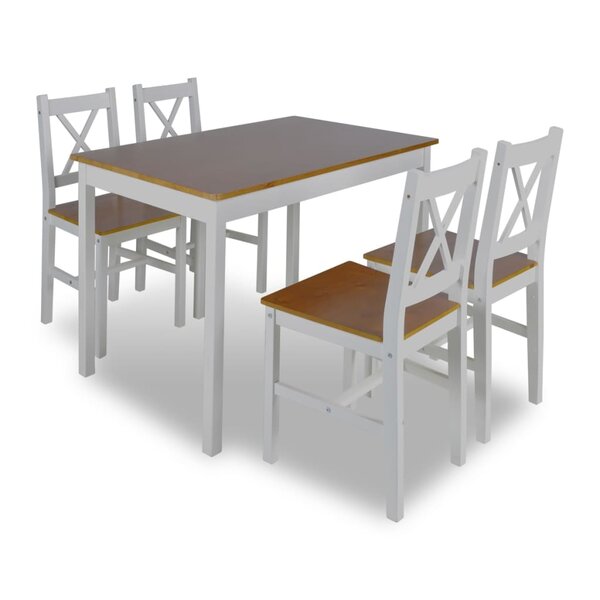 vidaXL Ensemble de salle à manger 5 Pièces Marron et blanc
