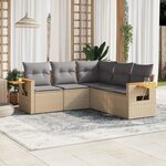 vidaXL Salon de jardin avec coussins 5 Pièces beige résine tressée