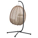 vidaXL Panier de chaise œuf suspendue avec support en café Poly Rattan