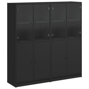 vidaXL Bibliothèque avec portes noir 136x37x142 cm bois d'ingénierie