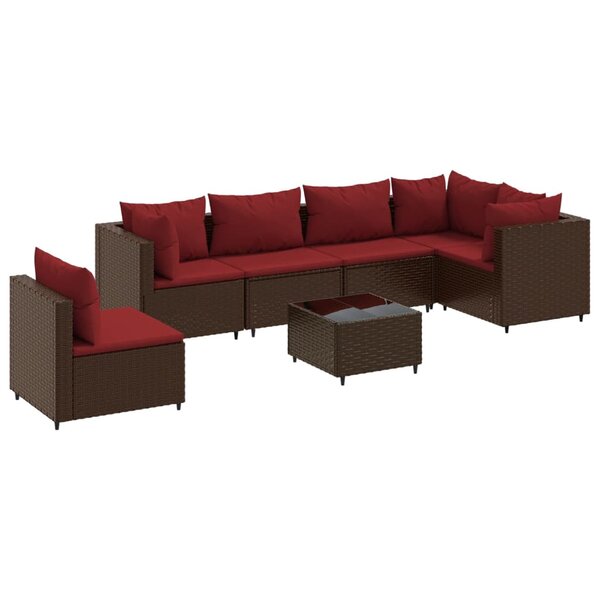 vidaXL Salon de jardin avec coussins 7 Pièces marron résine tressée