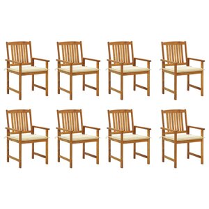 vidaXL Chaises de jardin avec coussins lot de 8 Bois d'acacia solide