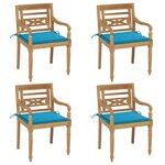 vidaXL Chaises Batavia avec coussins lot de 4 Bois de teck solide