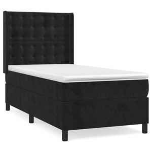 vidaXL Sommier à lattes de lit avec matelas Noir 90x190 cm Velours