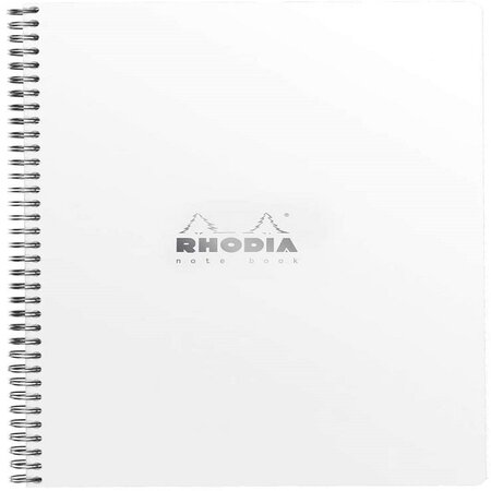 Rhodia - Cahier à Spirale (Reliure Intégrale) Notebook Blanc - A4+ - Petits Carreaux - 160 pages Détachables