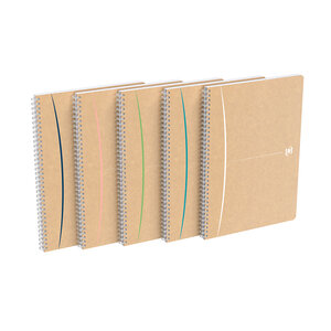 Cahier recyclé spirale oxford touareg a4 21 x 29 7 cm - grands carreaux - 180 pages - lot de 5