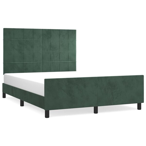 vidaXL Cadre de lit avec tête de lit Vert foncé 140x190 cm Velours