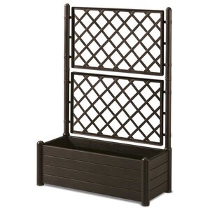 STEFANPLAST Bac a fleurs rectangulaire avec treillis - Finition en bois - 100 x 43 x H 142 cm - 80 L - Moka