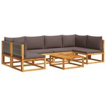 vidaXL Salon de jardin avec coussins 7 Pièces bois massif d'acacia