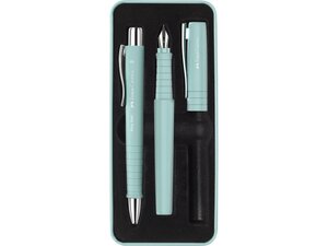 Stylo bille et stylo plume Faber-Castell Poly Pen avec pointe B - Clip en métal - Vert clair