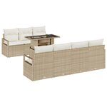 Ensemble de canapé de jardin 8 pièces avec coussins beige en rattan poly