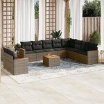 vidaXL Salon de jardin 11 Pièces avec coussins gris résine tressée
