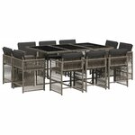 vidaXL Ensemble à manger de jardin 11Pièces avec coussins gris poly rotin