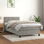 vidaXL Sommier à lattes de lit et matelas Gris clair 90x200 cm Velours