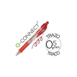 Stylo-bille rétractable écriture 0.7mm encre clip grip préhension couleur encre rouge Q-CONNECT