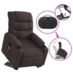 vidaXL Fauteuil inclinable de massage Marron foncé Tissu