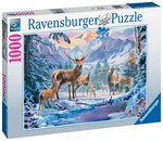 Puzzle 1000 p - chevreuils et cerfs en hiver
