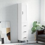 vidaXL Buffet haut Blanc brillant 34 5x34x180 cm Bois d'ingénierie