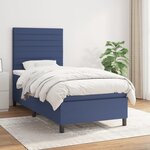 vidaXL Sommier à lattes de lit avec matelas Bleu 100x200 cm Tissu