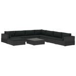 vidaXL Salon de jardin 9 Pièces avec coussins Résine tressée Noir