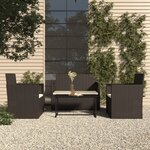 vidaXL Mobilier d'extérieur 4 Pièces avec coussins Résine tressée Noir