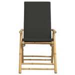 vidaXL Ensemble de bistro pliante 3 Pièces et coussins gris foncé bambou