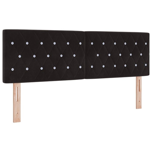 vidaXL Tête de lit LED avec boutons en cristal noir 72 cm Velours