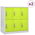 vidaXL Armoires à casiers 2 Pièces Gris clair et vert 90x45x92 5 cm Acier