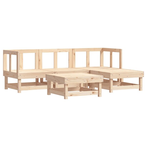 vidaXL Salon de jardin 5 Pièces bois massif de pin