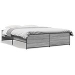 vidaXL Cadre de lit sonoma gris 150x200 cm bois d'ingénierie et métal