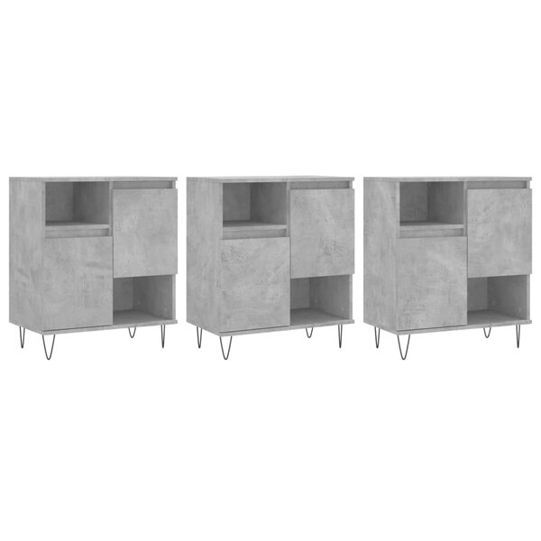 vidaXL Buffets 3 Pièces gris béton bois d'ingénierie