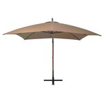 vidaXL Parasol suspendu avec mât Taupe 3x3 m Bois de sapin massif