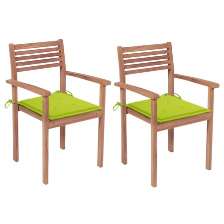 vidaXL Chaises de jardin 2 Pièces avec coussins vert vif Teck massif