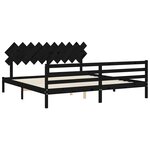 vidaXL Cadre de lit avec tête de lit noir 200x200 cm bois massif