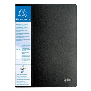 Protège-documents En Polypropylène Rigide Avec Porte Étiquette 3 Faces Up Line Opaque 80 Vues - A4 - Noir - X 12 - Exacompta