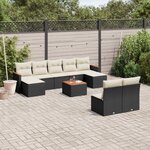 vidaXL Salon de jardin 10 Pièces avec coussins noir résine tressée