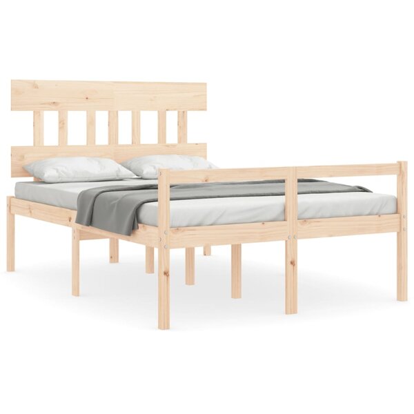 vidaXL Lit pour personne âgée et tête de lit petit double bois massif