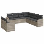 vidaXL Salon de jardin 9 Pièces avec coussins gris clair résine tressée