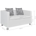 vidaXL Canapé à 2 places cuir artificiel blanc