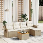 vidaXL Salon de jardin avec coussins 6 Pièces beige résine tressée