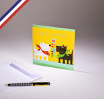 Carte simple le petit monde de kali créée et imprimée en france sur papier certifié pefc - joyeux anniversaire - chiens