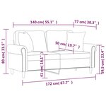 vidaXL Canapé 2 places avec oreillers gris clair 140 cm velours