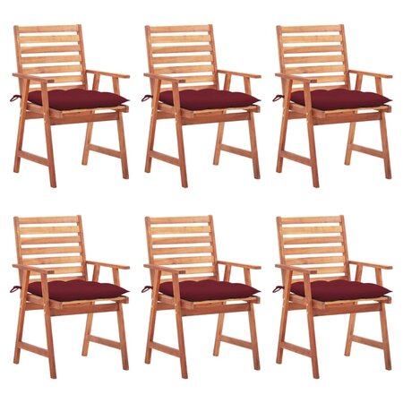 vidaXL Chaises à dîner d'extérieur 6 Pièces avec coussins Acacia massif