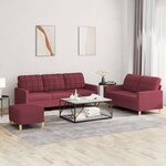 vidaXL Ensemble de canapés 3 Pièces avec coussins Rouge bordeaux Tissu