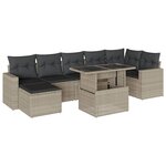 vidaXL Salon de jardin 8 Pièces avec coussins gris clair résine tressée